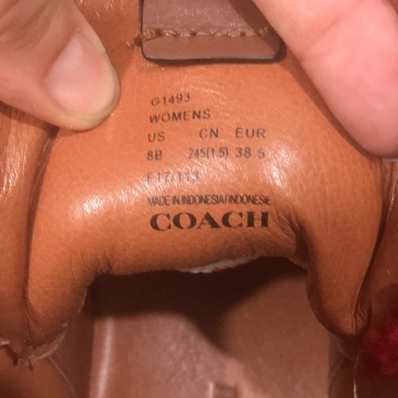 Coach G1493 White Leather High Top Red Shearling Sneaker Size 8 - Picture 5 of 13